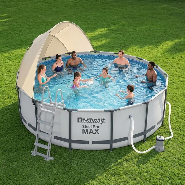Bestway Steel Pro MAX Gölgelikli Prefabrik Yuvarlak Havuz Seti 427cm x 122cm 5612X BW609 ürün görseli 1