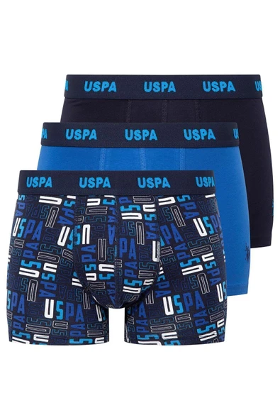 U.S. Polo Assn. Erkek Lacivert&Saks&Baskılı 3 lü Boxer - Çoklu Renk - ARSNO80O50H9A ürün görseli 1