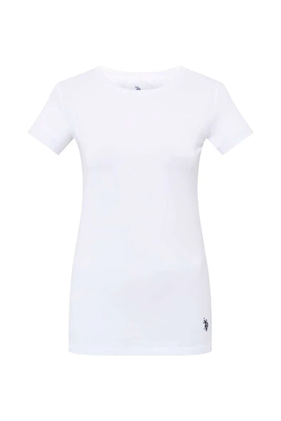 U.S. Polo Assn. Kadın Yuvarlak Yaka Beyaz T-Shirt Pamuk&Modal - Beyaz - ARSNO66K00Z2O ürün görseli 1