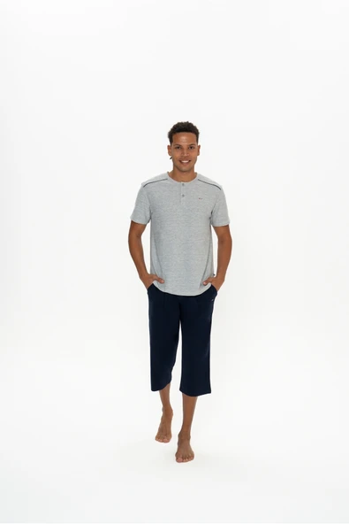 U.S. Polo Assn. Erkek Yarım Patlı Gri Pijama Takımı - ARSNO18C88J7Q ürün görseli 1