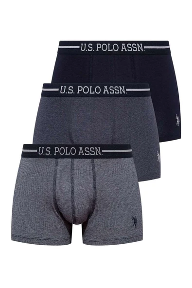 U.S. Polo Assn. Erkek Lacivert+Laci.MLJ+Laci.Flamlı 3 lü Kutulu Boxer - Çoklu Renk - ARSNO80L30B6R ürün görseli 1