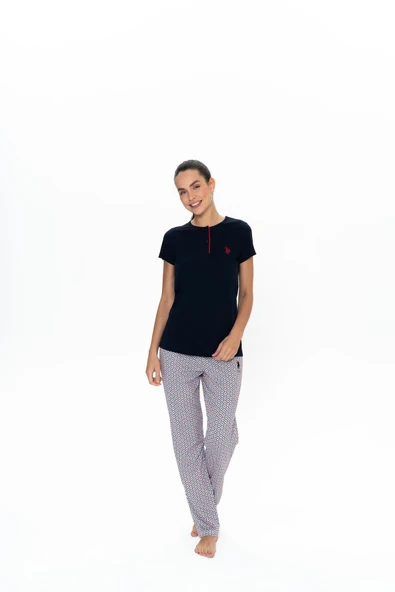 U.S. Polo Assn. U.S. Polo Assn. Kadın Lacivert %100 Pamuk Yarım Pat Pijama Takımı - ILC2.20D05V7N ürün görseli 1