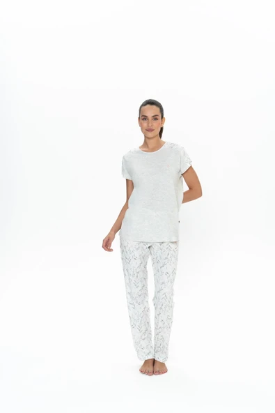 U.S. Polo Assn. Kadın Ekru Mlnj. Rahat Pijama Takımı - ARSNO20D06L3T ürün görseli 1
