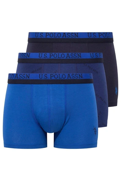 U.S. Polo Assn. Erkek Baskılı&Lacivert& Saks 3 lü Boxer - Çoklu Renk - ARSNO80P52J2D ürün görseli 1