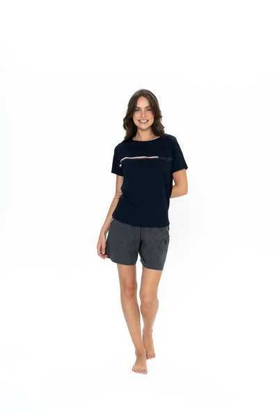 U.S. Polo Assn. Kadın Lacivert Rahat Şort-T-Shirt Pijama Takımı - ARSNO20N00F1X ürün görseli 1