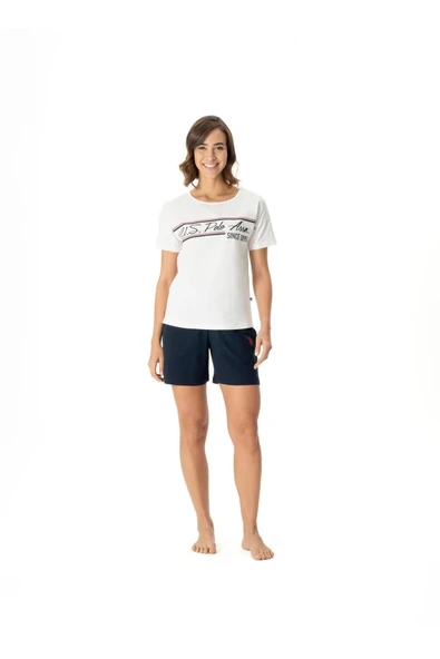 U.S. Polo Assn. Kadın Ekru Cep Detaylı Pijama Takımı - Ekru - ARSNO16E98N5-WE ürün görseli 1