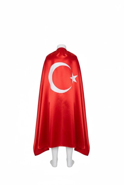 Arseno Çocuk Tek Ebat Türk Bayrağı Pelerini Kırmızı Renk Özel Gün Kostüm - ARSNOKIHRMHIZHIBAYRAKPEL ürün görseli 1