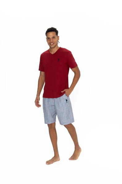 U.S. Polo Assn. U.S. Polo Assn. Erkek %100 Pamuk Yazlık Pijama Takımı Bordo - Bordo - ILC2.18R87P5PNI-BOR ürün görseli 1