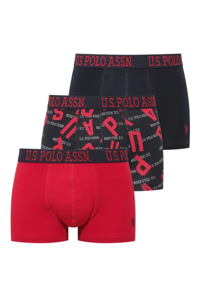U.S. Polo Assn. Erkek İç Giyim 3'lü Kutulu Ürün Boxer Lacivert - Kırmızı - Baskılı - Çoklu Renk - ARSNO80O58H2-AKIR ürün görseli 1