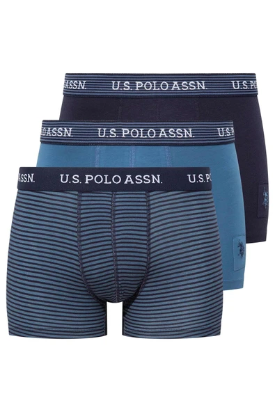U.S. Polo Assn. Erkek Baskılı-lacivert-indigo 3 Lü Boxer ürün görseli 1