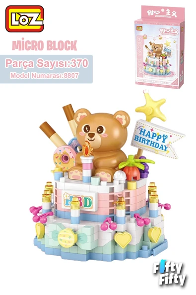 LOZ Micro Block Serisi Sevimli Pasta 370 Parça Oyuncak Yapım Seti FFLZ-8807 ürün görseli 1