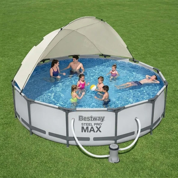 Bestway Steel Pro MAX Yer Üstü Gölgelikli Prefabrik Havuz Seti 366cm x 76cm 56416 BW607 ürün görseli 1