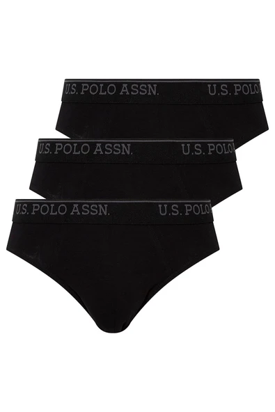 U.S. Polo Assn. Erkek Siyah Slip 3'Lü Battal Beden Tek Renk - Siyah - ARSNO90Z00D3-HS ürün görseli 1