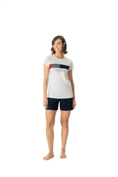 U.S. Polo Assn. Kadın Ekru Şortlu Pijama Takımı - Ekru - ARSNO16U98T7-SE ürün görseli 1