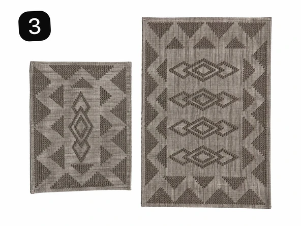 Kilim Motifli iki’li Klozet Takımı  Kahve ürün görseli 1