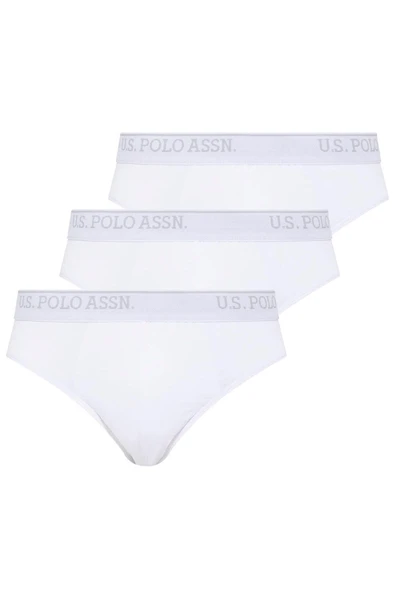 U.S. Polo Assn. Erkek Beyaz Slip 3'Lü Battal Beden Tek Renk - Beyaz - ARSNO90E00N3-WB ürün görseli 1