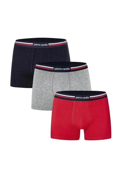 Pierre Cardin Erkek Çoklu Renk 3'Lü Kutulu Kırmızı-Lacivert-Gri Boxer Seti - Çoklu Renk - ARSNOBOPX3G95X-COK ürün görseli 1