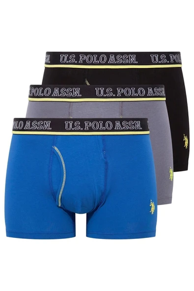 U.S. Polo Assn. Erkek Antrasit-Saks-Siyah Kutulu 3 lü Boxer - Çoklu Renk - ARSNO80T50R8P ürün görseli 1