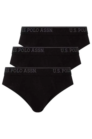 U.S. Polo Assn. Erkek Siyah Tek Renk Slip Külot 3'Lü Takım - Siyah - ARSNO83J05X7-LS ürün görseli 1