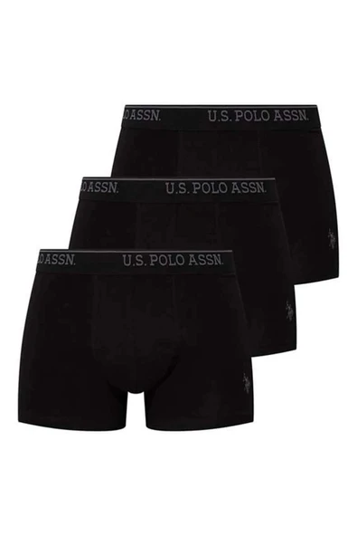 U.S. Polo Assn. Siyah Zarif Dokunuş 3’lü Erkek Pamuklu Boxer Seti - Siyah - ARSNO80S09P7BMOX-SI ürün görseli 1