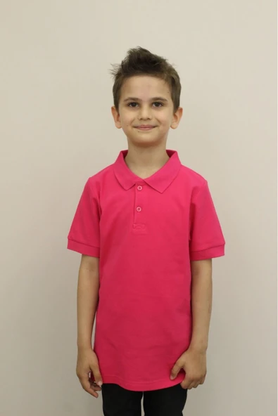 Bonnie Clyde Çocuk %100 Pamuk Düz Renk Polo Yaka Kısa Kollu T-shirt Pembe - Pembe - BCP1.SCMHPNOLO-PEM ürün görseli 1