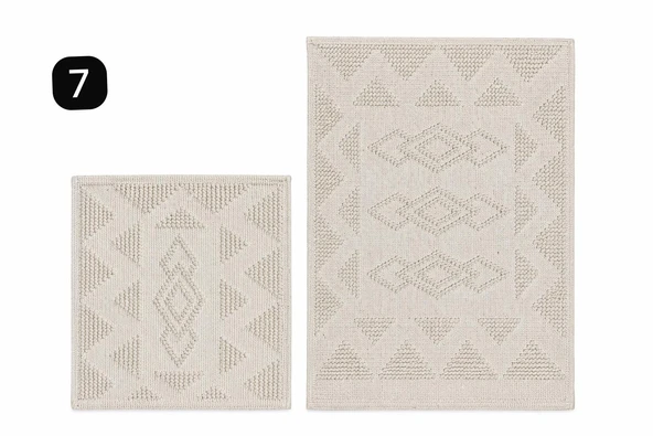 Kilim Motifli iki’li Klozet Takımı Krem ürün görseli 1