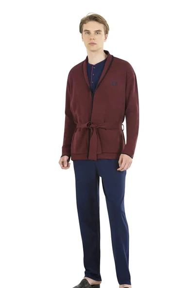 Pierre Cardin Erkek Çeyizlik Kutulu Yaka Patlı Röpdöşambırlı Bordo Pijama Takımı - Bordo - ARSNOEREKGDECC5630-BRD ürün görseli 1