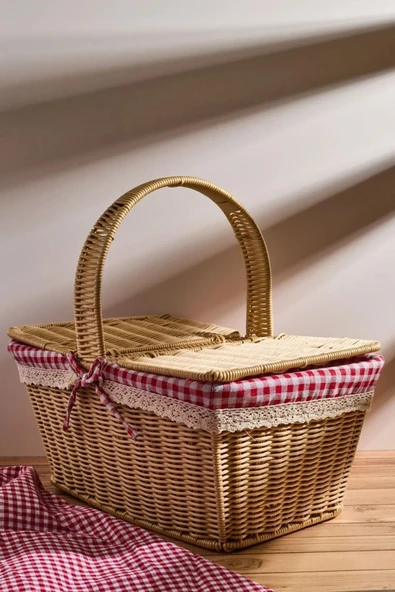 Picnic Hasır Dikdörtgen Piknik Sepeti ürün görseli 1