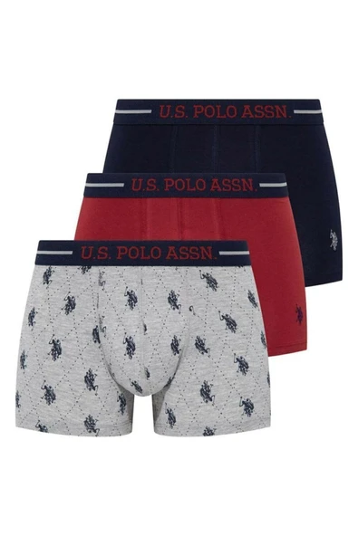 U.S. Polo Assn. Erkek Baskılı 3'lü Kutulu Boxer - Çoklu Renk - ARSNO80B32H8N ürün görseli 1