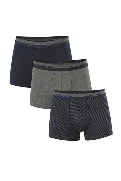 Pierre Cardin Erkek Çoklu Renk 3'Lü Kutulu Lacivert-Gri-Çizgili Boxer - Çoklu Renk - ARSNOBOZX3A70B-COK ürün görseli 1