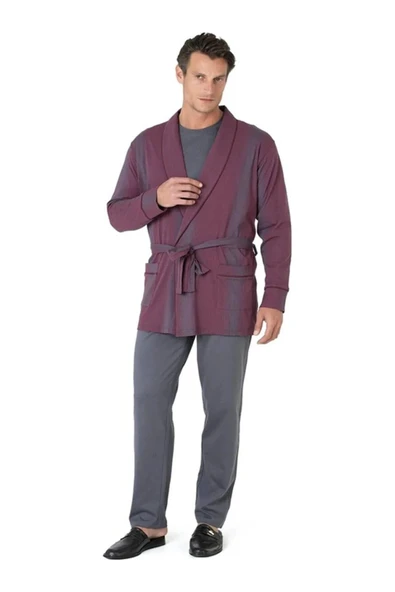 Pierre Cardin Erkek 3'lü Kutulu Çeyizlik Röpdöşambırlı Bordo Pijama Takımı - Bordo - ARSNOERPKGZECJ5635-BRD ürün görseli 1