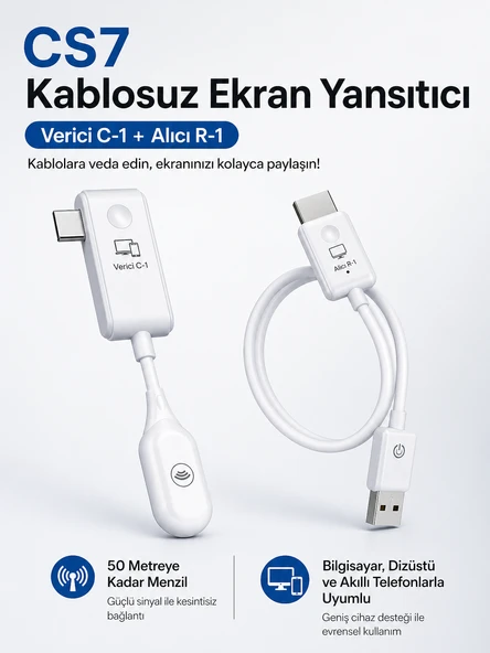 CS7 Ekran Yansıtıcı Kablosuz Bağlan, Anında Yansıt Tak, Bağlan, Yansıt Anında Bağlantı Teknolojisi ürün görseli 1