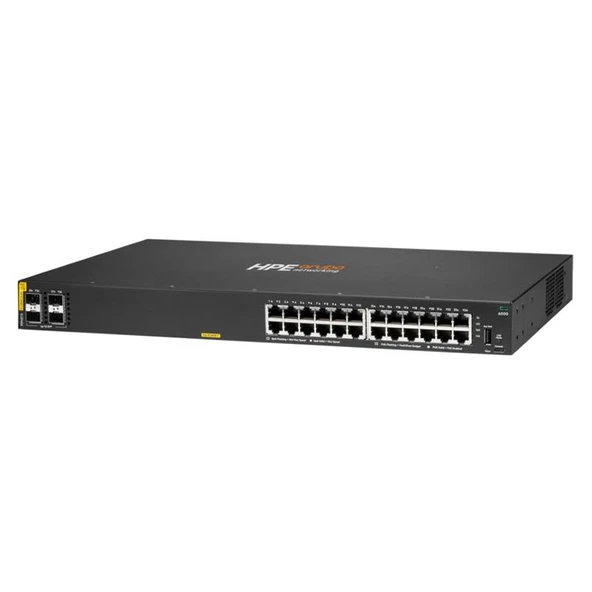 HPE R8N87A 6000 24 PORT GIGABIT+4X1GB SFP YÖNETİLEBİLİR 370W POE RACKMOUNT SWITCH ürün görseli 1