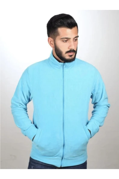 Arseno Unisex Mavi Fermuarlı Dik Yaka Polar Mont - Mavi - ARSNOUMTTPROLPAR-MAVI ürün görseli 1