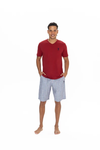 U.S. Polo Assn. Erkek Bordo Şortlu %100 Pamuk Ev Giyim - ARSNO18X87Z5B ürün görseli 1