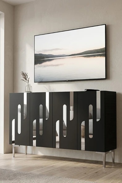 KA1229AS ECE Konsol ve Tv Sehpası Antrasit-Silver 120cm ürün görseli 1