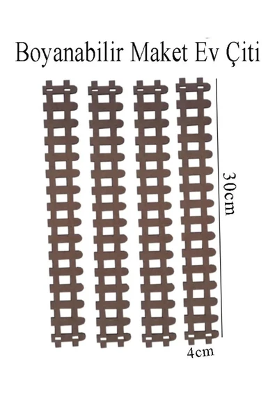 TİFOYS ( 4 ADET ) Boyanabilir Ahşap Maket Çit 30x4 cm Dekoratif Minyatür Bahçe Çiti Proje Tasarım Okul Hobi ürün görseli 1