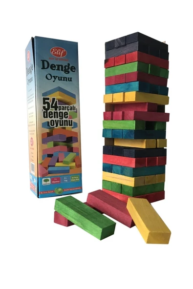 Aslans Jenga Denge Oyunu Renkli 54 Parça ürün görseli 1