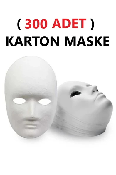 TİFOYS 300 Adet, Karton Maske, Boyanabilir, Eğitici Maske Boyama, Etkinlik Ve Hobi Maskesi ürün görseli 1