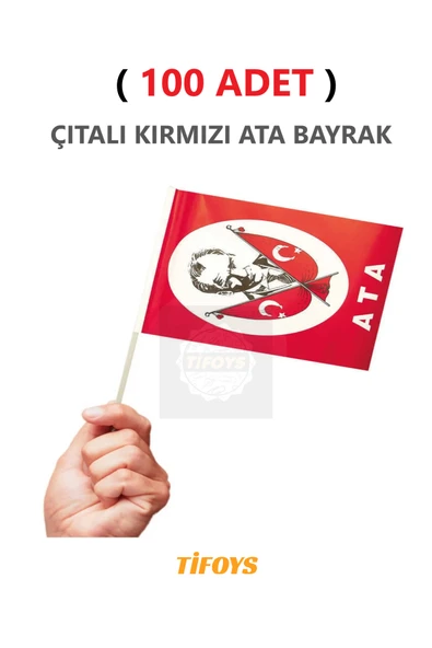 TİFOYS ( 100 Adet ) Küçük Boy Bayrak Çıtalı Kağıt Ata Bayrağı ürün görseli 1