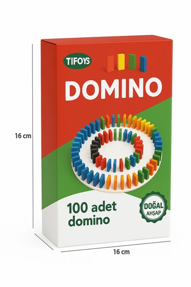 TİFOYS Ahşap Renkli Domino Seti – 100 Parça Eğitici Zeka Oyunu ürün görseli 1