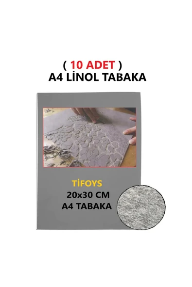 TİFOYS ( 10 Adet ) Linol Tabaka Levha 2,5 mm A4 Boyutunda 1. Kalite Linol Muşamba Gri ürün görseli 1