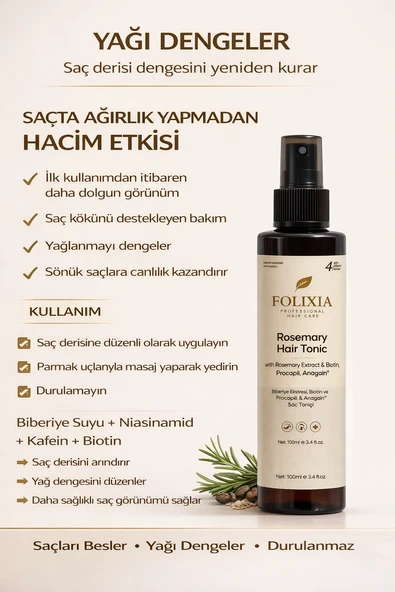 Folixia Saç Derisi Dengeleyici Tonik Biberiye  Kafein 200 ml ürün görseli 1