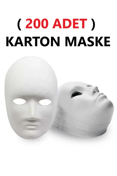 TİFOYS 200 Adet, Karton Maske, Boyanabilir, Eğitici Maske Boyama, Etkinlik Ve Hobi Maskesi ürün görseli 1