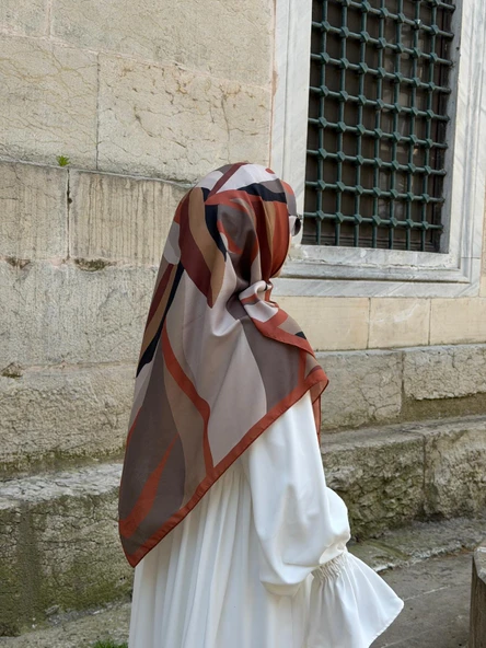 Pamuklu Soft Rânâ Desen Eşarp-Taba - Resim 8