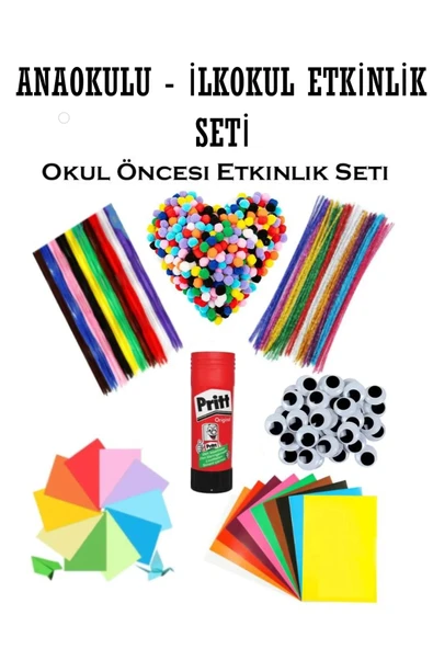 TİFOYS Okul Öncesi Etkinlik Seti 1 er Paket Şönil Ponpon Oynar Göz Anaokulu ve Kreş Seti Etkinlik ürün görseli 1