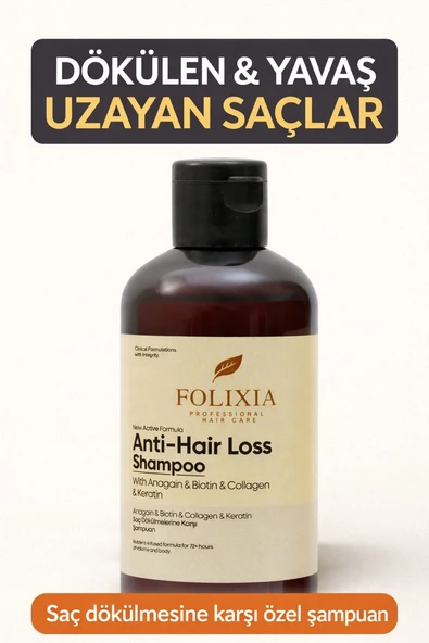 Folixia Şampuan Dökülmeye Eğilimli Saçlar İçin Dengeleyici Bakım (Anagain &Biotin) ürün görseli 1