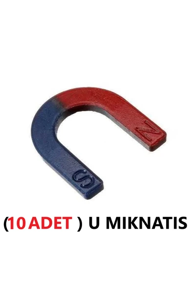 TİFOYS ( 10 ADET )  U Mıknatısı 38.5x35,6 mm Deney Malzemesi Okul Projeleri At Nalı Mıknatıs Kırmızı Mavi ürün görseli 1