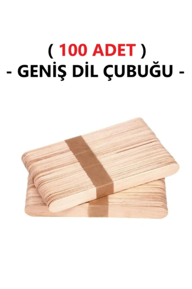 TİFOYS ( 100 Adet ) Ahşap Büyük Geniş Dil Çubuğu Abeslang Dondurma Dil Basma Ağda Çubuğu Natural ürün görseli 1