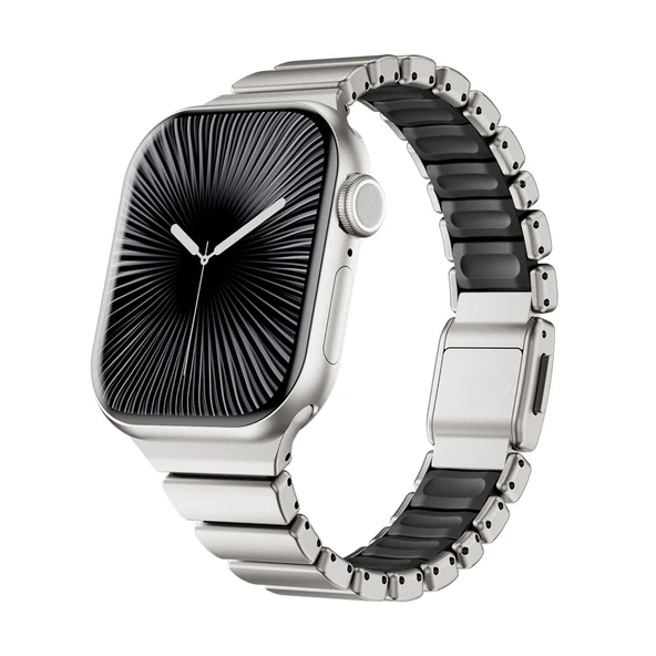 Apple Watch 10 42mm Uyumlu Kordon Premium Metal Kasa Silikon İç Kısım Tasarım ürün görseli 1